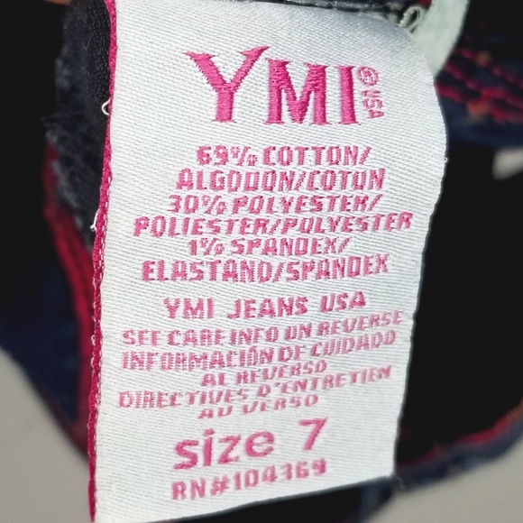 YMI Girl Dark Wash Triple Button Stretch Denim Shorts- Size 7 - Picture 7 of 8